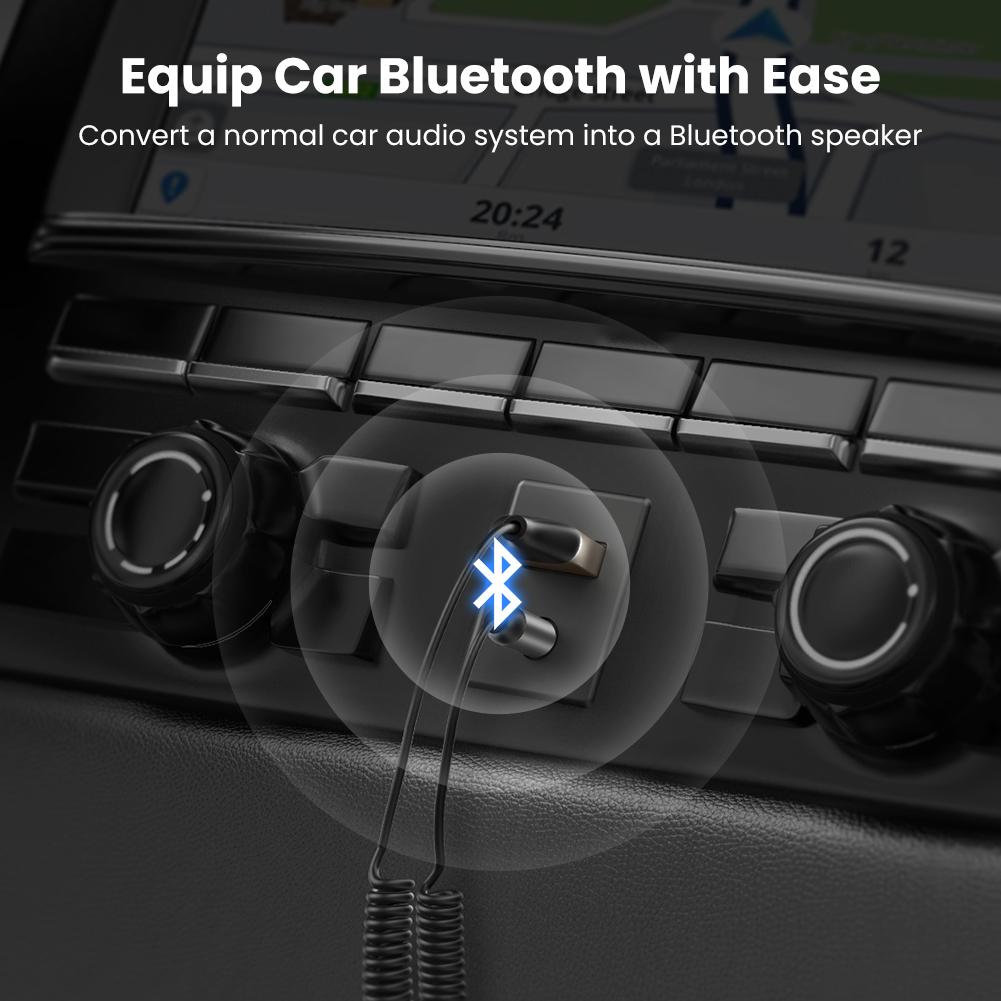 Adaptateur auxiliaire Bluetooth UGREEN, récepteur audio Bluetooth 5.0 pour  flux de musique sans fil avec appel mains libres, aptX LL, temps de lecture  10H, réparation automatique pour haut-parleur de voiture, casque, système