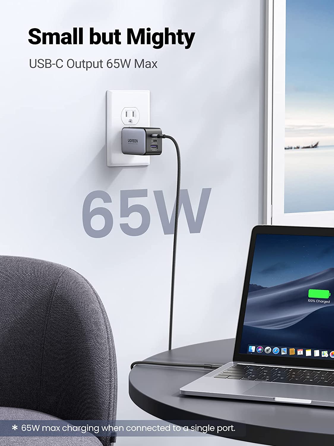 Ugreen CD244/10334 Nexode 65W USB C GaN Charger-3 Ports Wall