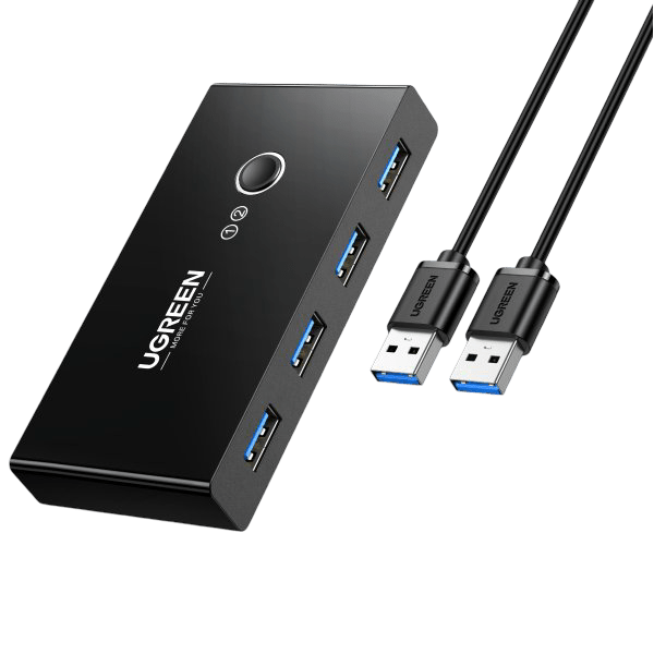 UGREEN 2 In 4 Out USB 3.0 Switch with 2 Pack USB Male Cables