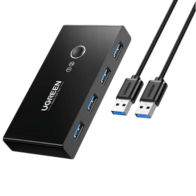UGREEN 2 In 4 Out USB 3.0 Switch with 2 Pack USB Male Cables