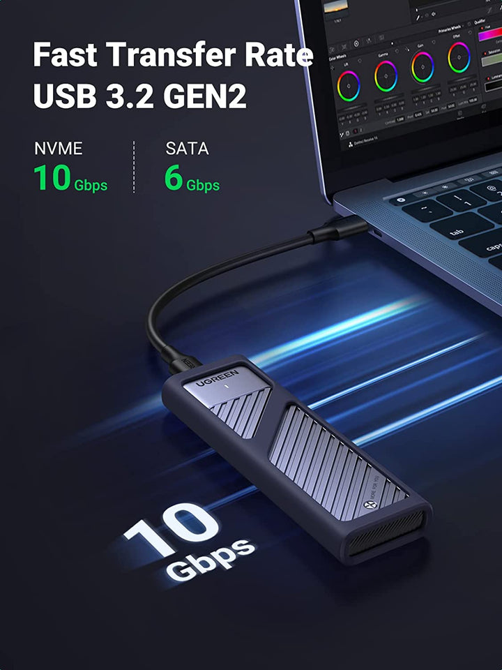 M Drive For Computer UGREEN 10Gbps M.2 NVMe SATA SSD Hard Drive Enclosure With 2 Cables ...