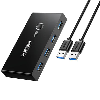 Ugreen 2 In 4 Out USB 3.0 Switch with 2 Pack USB Male Cables