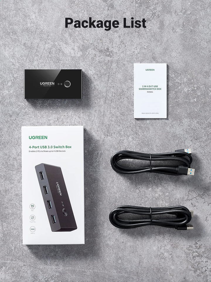 ugreen 2 in 4 out usb 3.0 switch-package list