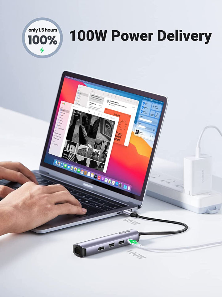 ugreen 5-in-1 4k hdmi usb c hub-100w power delivery
